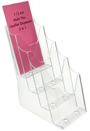 Acrylic Leaflet Dispensers Four Tier A5 W155mm x D34mm H170mm