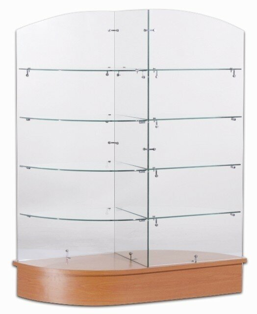 Retail Glass Display Gondola L 1000mm (3'3) Beech