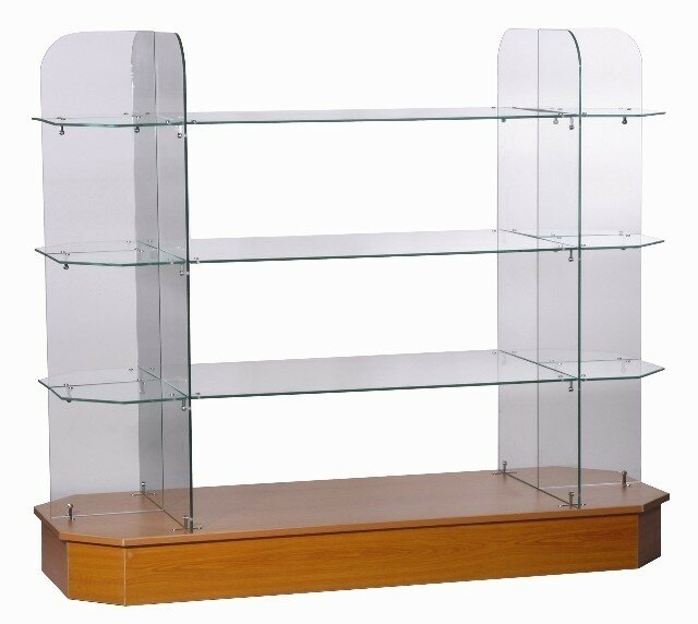 Retail Glass Display Gondola L 1600mm (5'3") Beech