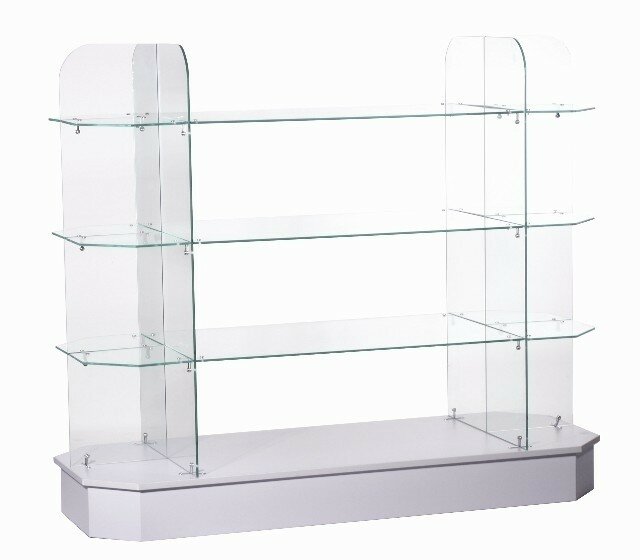 Retail Glass Display Gondola L 1600mm (5'3") Grey