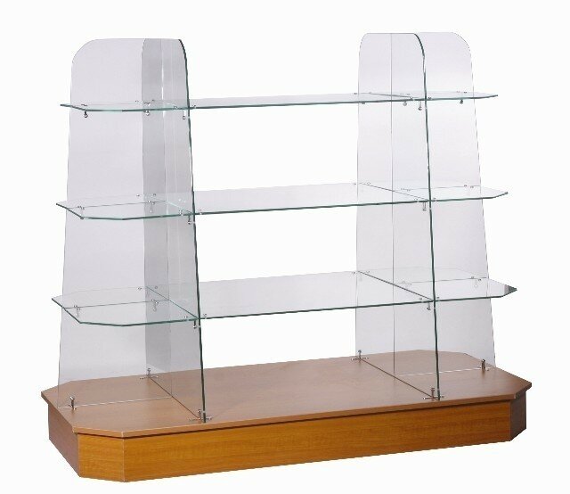Retail Glass Display Gondola L 1700mm (5'7") Beech