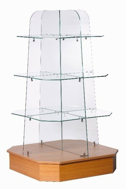 Retail Glass Display Gondola L 800mm (2'7) Beech