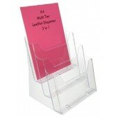 Acrylic Leaflet Dispensers Three Tier A4 W227mm x D38mm x H220mm