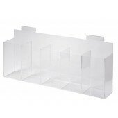 Slatwall Acrylic Bow Bin with 4 Dividers 600mm